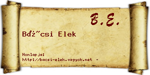 Bácsi Elek névjegykártya