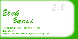 elek bacsi business card